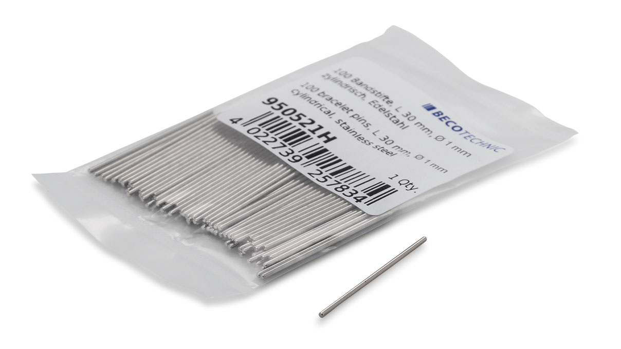 Goupilles de bracelets, acier inoxydable, cylindrique, L 30 mm, Ø 1 mm, 100 pièces