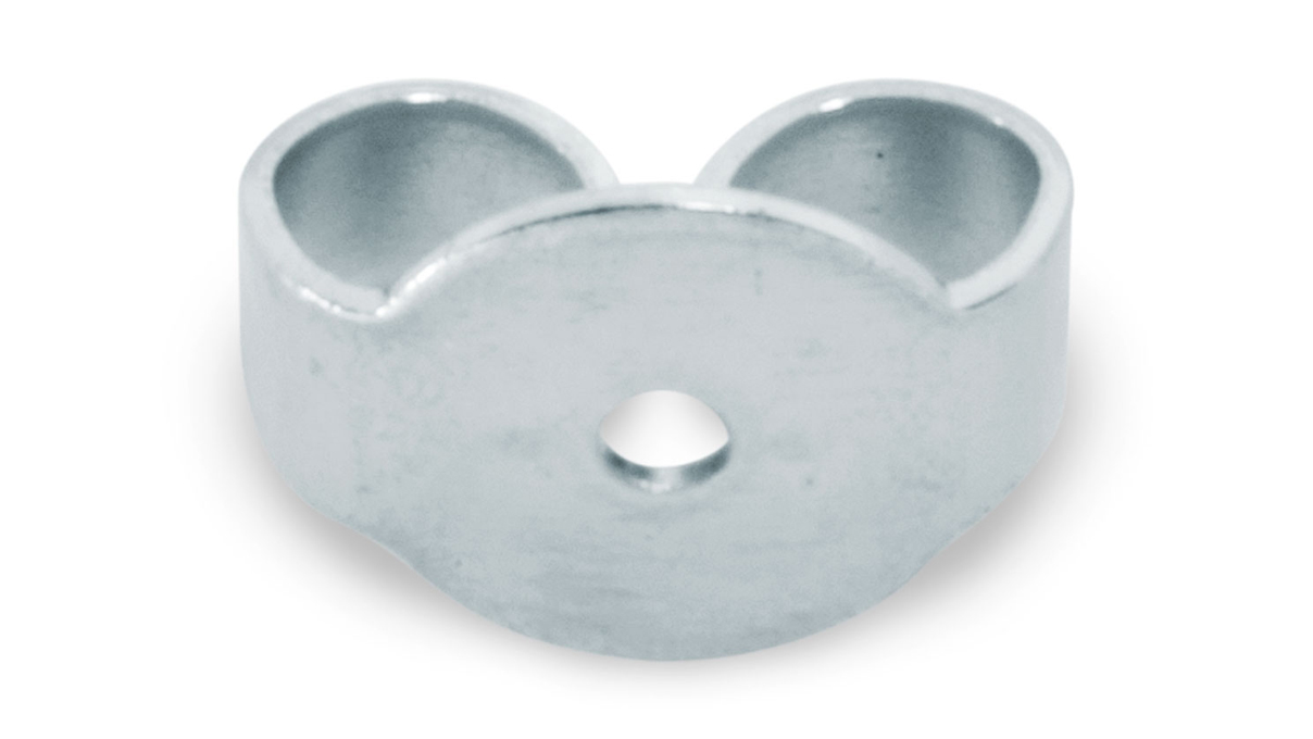 Poussettes d'oreille, poinçonnés, Ø 5 mm, 585/- or blanc, rhodié