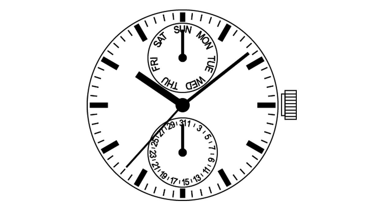 Mvt. Shiojiri (Seiko SII) VX7P H1 12 3/4''' DATE6/DAY12 SC 2 EYES Quartz (395 | SR927SW)