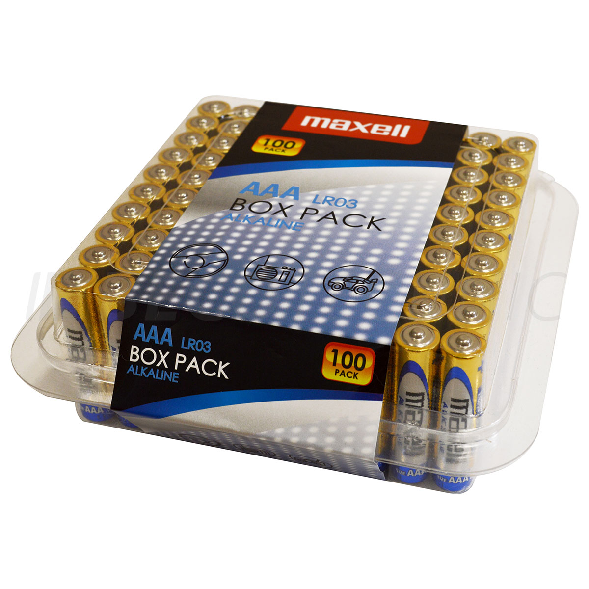 Maxell Alkaline LR03 AAA Micro 1,5 V piles, 100 pièces en Box Pack
