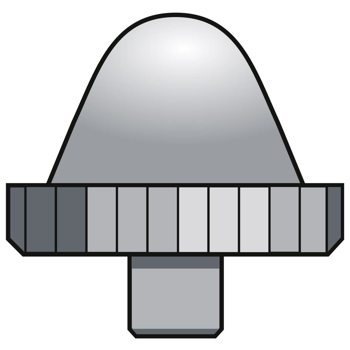 Couronne 916 ZH simples, acier inoxydable, tube court, Ø 4,5, filetage 0,9, pas étanche