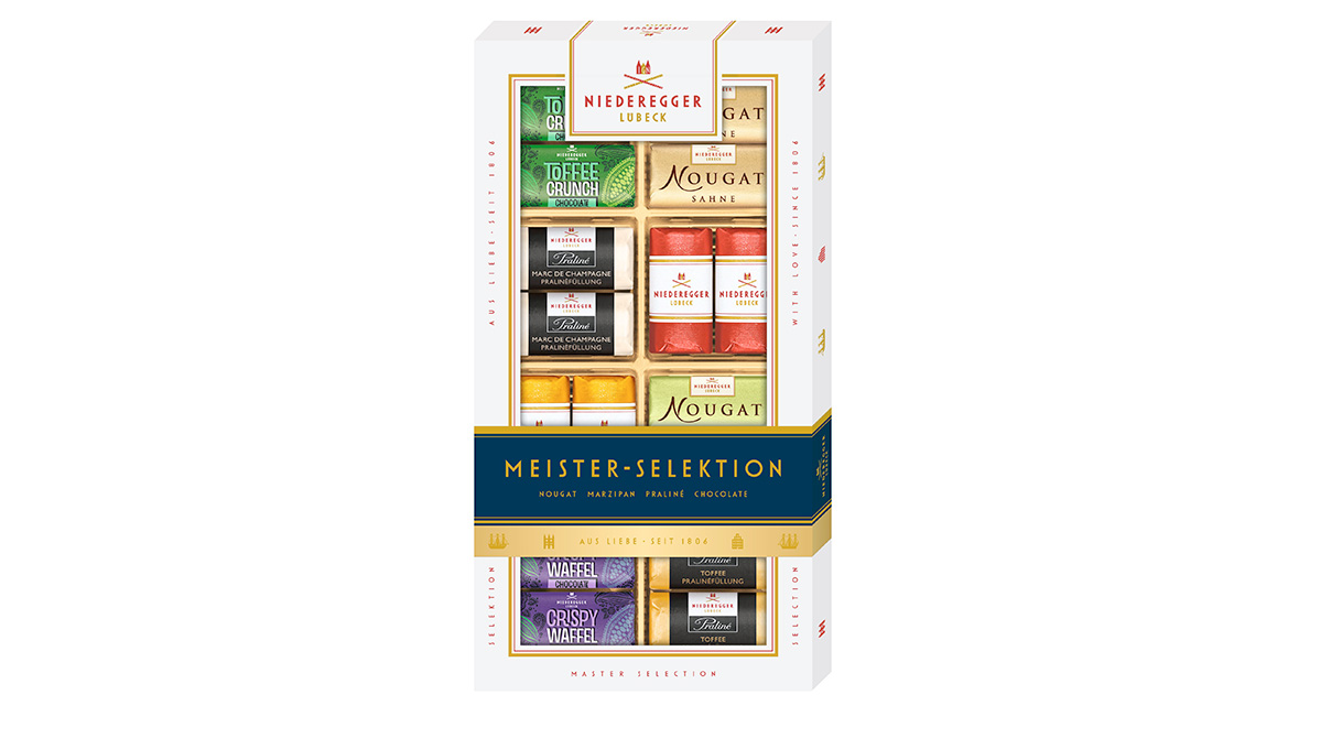 Niederegger maîtriser la sélection, 200 g, nougat et pralines au chocolat noir et au chocolat au lait