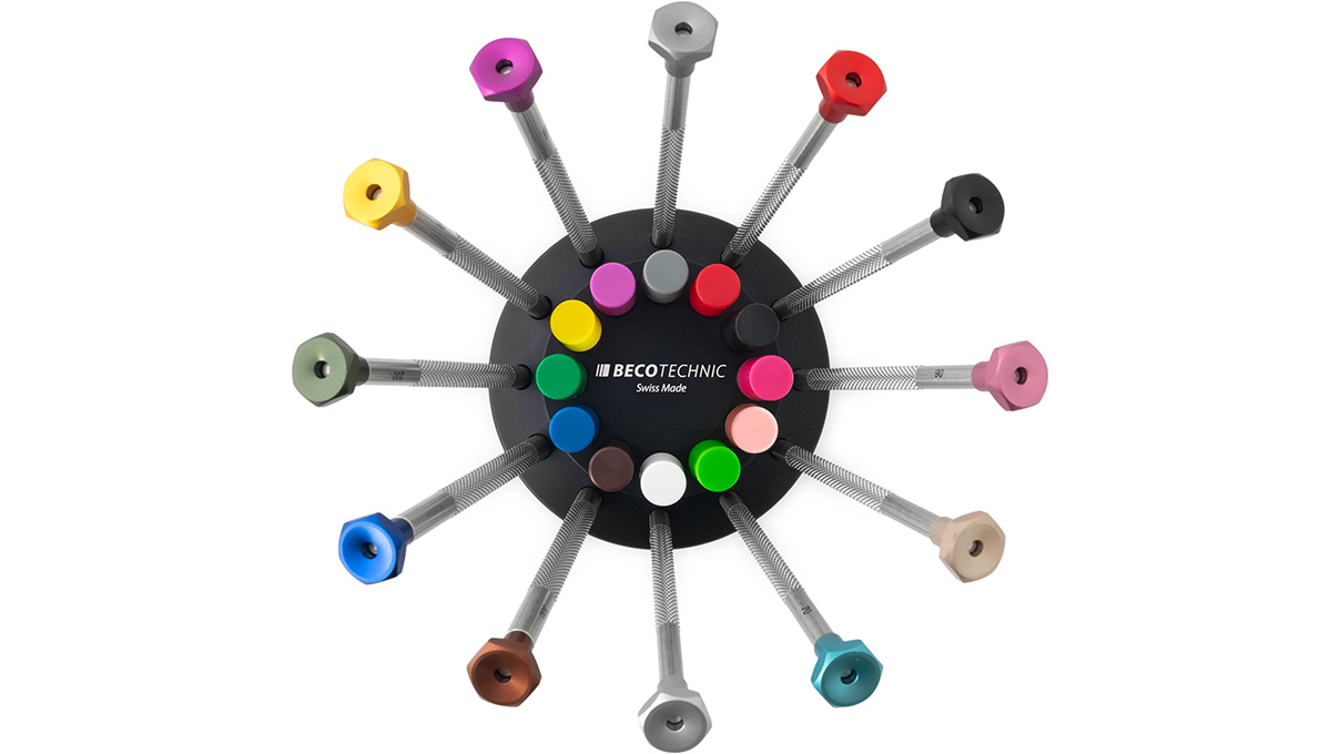 Embase tournante avec 12 Ergo tournevis, meulé en V, Ø 0,6 - 3 mm Embase tournante avec 12 Ergo tournevis, meulé en V, Ø 0,6 - 3 mm