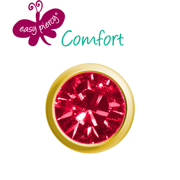 Easy Piercy Comfort 1 paire de boutons d'oreilles Ø 3,95 mm, doré, imitation grenat