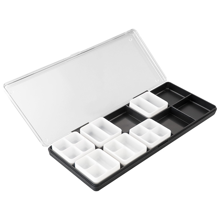 Boîte d'assortiment, 10 compartiments, noir avec couvercle transparent, 260 x 105 x 25 mm