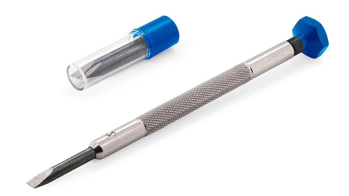 VOH tournevis, mèche 2,5 mm, bleu, avec des lames de rechange