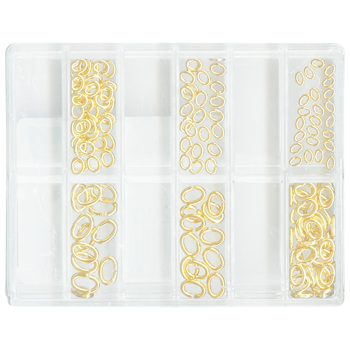 Assortiment de 144 anneaux de reliure, Ø 3 - 6 mm, ovale, doublé jaune