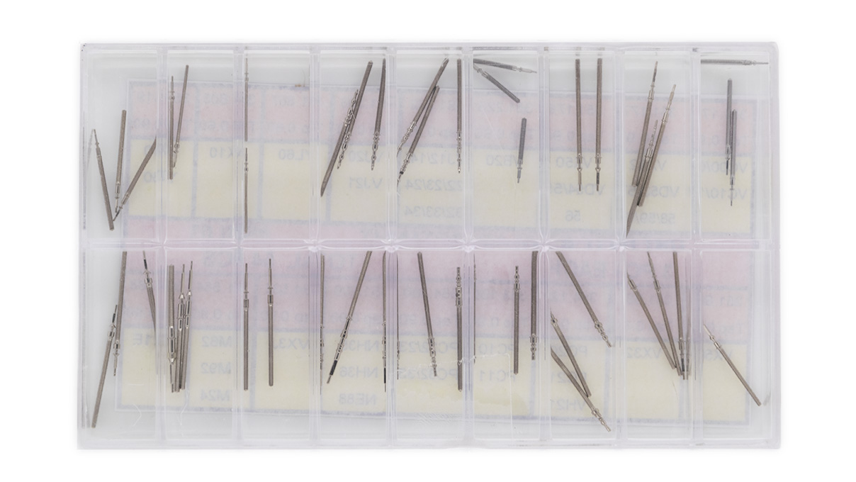 Assortiment de tige Seiko-Hattori, 3 pièces par type, 54 pièces