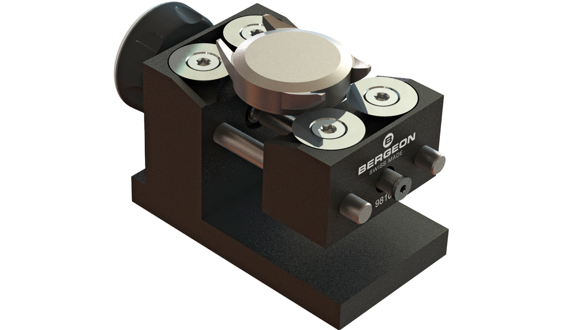 Bergeon 9810 Dispositif à enlever les lunettes chassées pour boîtier diamètre Ø 17 - 60 mm, comprenant 4
couteaux en acier