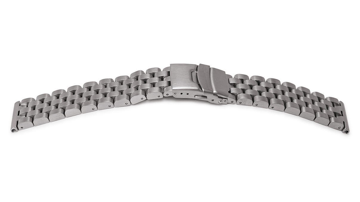 Bracelet métallique, acier inoxydable, satiné, massif, largeur d'attache 20 - 22 mm