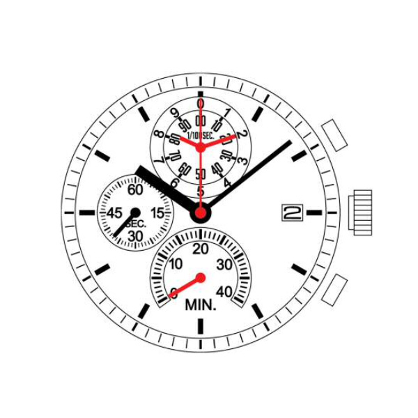 Mvt. SHI YM82 12''' CHR 3EYES DATE3 Quartz