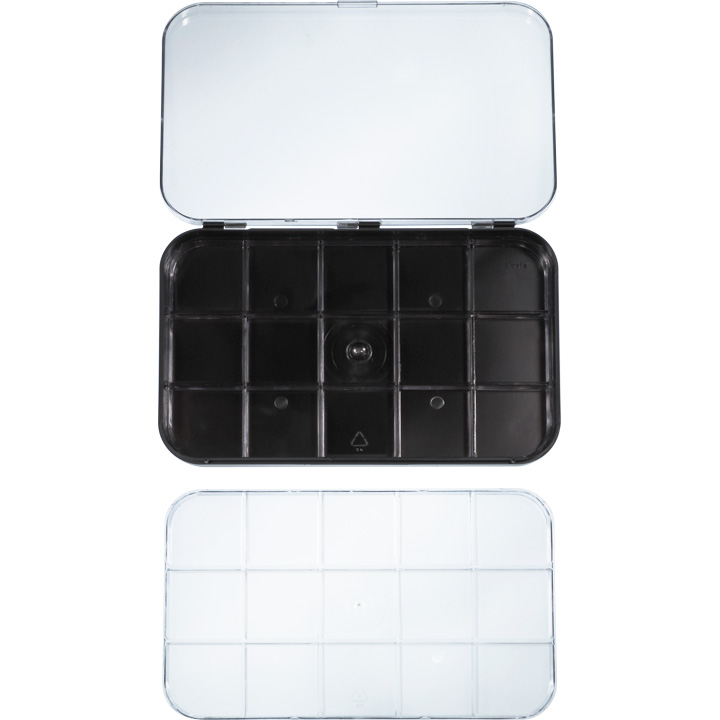 Boîte de rangement en plastique avec 2 insertions et 15 compartiments