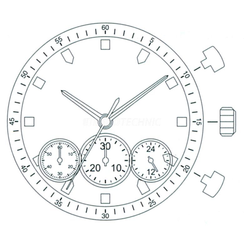 Mvt. Miyota JS50 12 1/2''' SC STOPWATCH CS 24H 30MIN Quartz (364 | SR621SW)