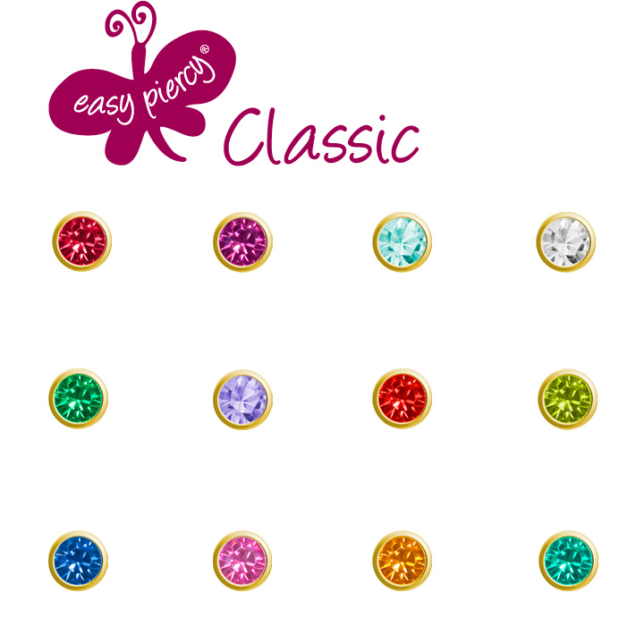 Boutons d'oreilles Easy Piercy Classic, doré, Mini, assortiment