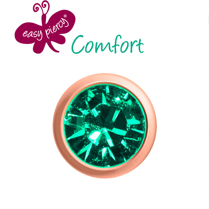 Easy Piercy Comfort 1 paire de boutons d'oreilles Ø 3,95 mm, or rose, imitation turquoise
