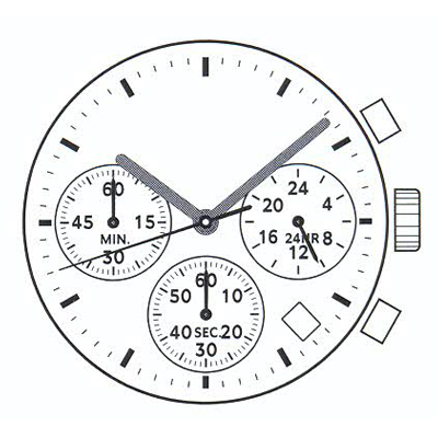 Mvt. Shiojiri (Seiko SII) VD53 12 3/4''' DATE4.5 SC CHRONO 24H SEC MIN Quartz (371 | SR920SW)