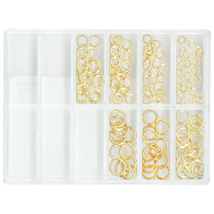 Assortiment de 144 anneaux de reliure, Ø 3 – 6 mm, rond, doublé jaune