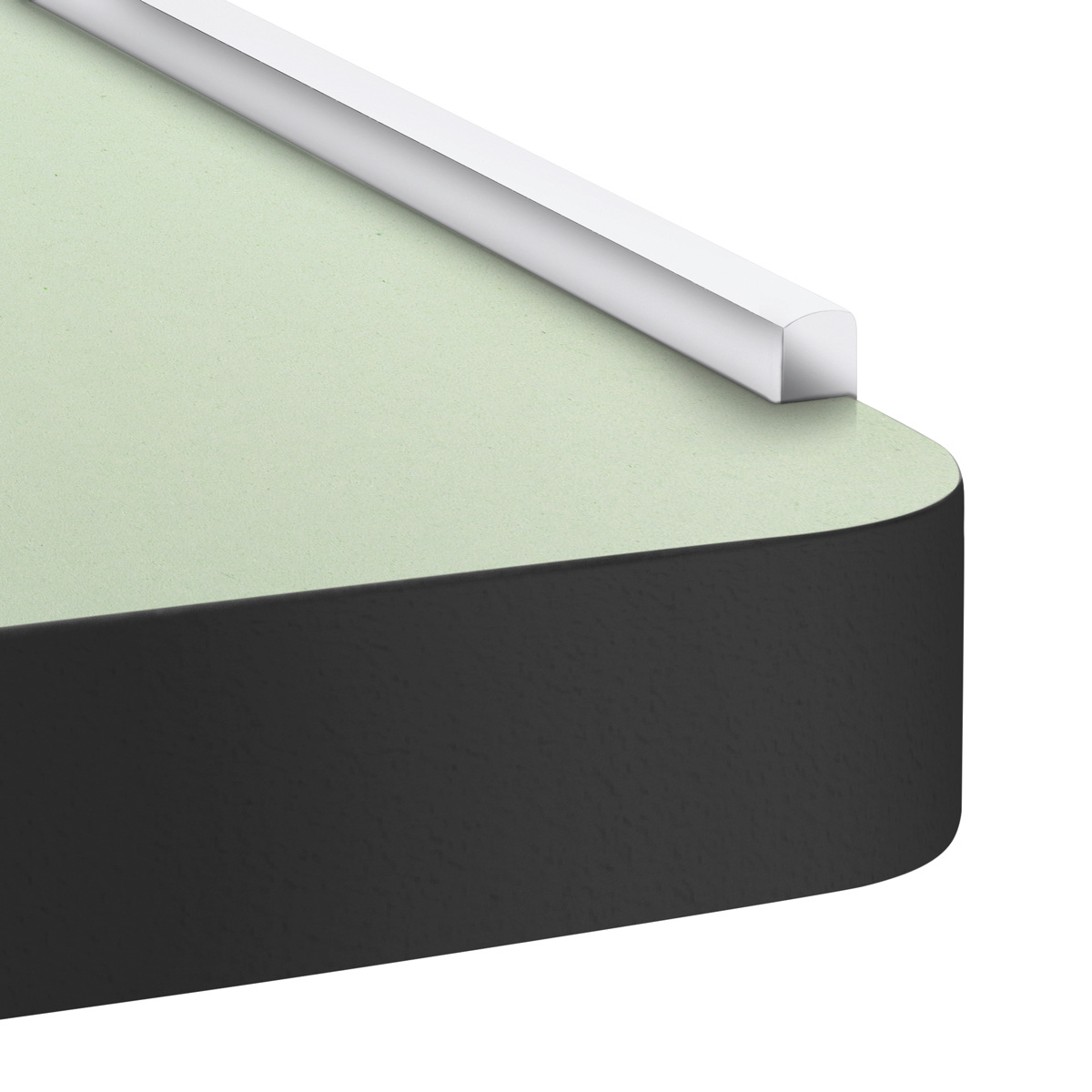Plan de travail 120 x 60 x 4 cm, surface Softstop vert clair, rebord matière minérale blanc, équipement en option
pour Ergolift Evolution