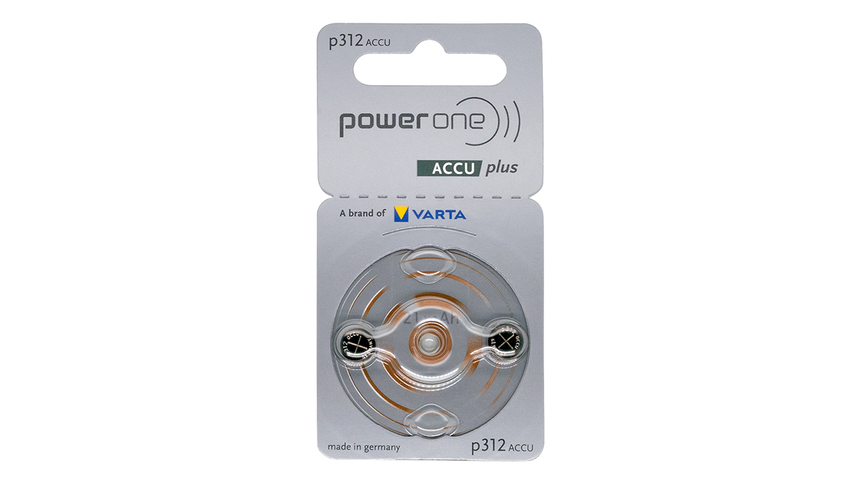 Power One P312 Accu Plus Batterie pour appareils auditifs, blister de 2, NiMH