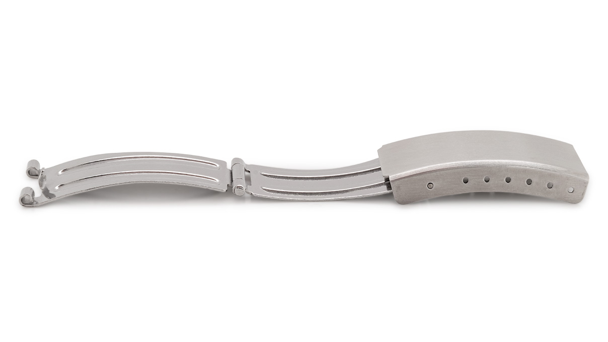 Boucle déployante pour bracelet, coup/largeur: 7 mm, 12 mm, Satinée, Silberfarben, Acier inoxydable