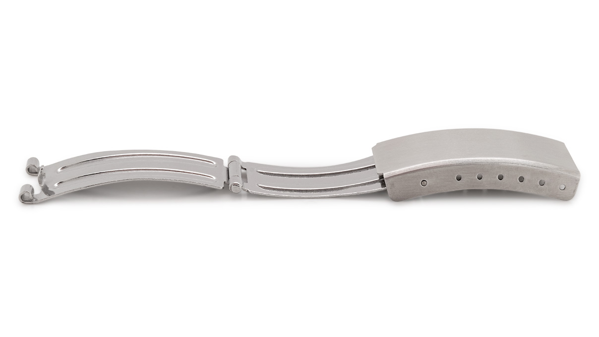 Boucle déployante pour bracelet, coup/largeur: 10 mm, 16 mm, Satinée, Silberfarben, Acier inoxydable