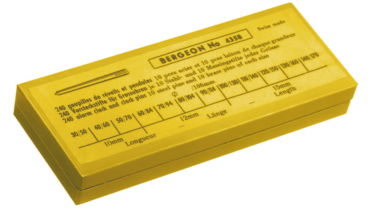 Bergeon 4358 Assortiment de goupilles, acier et laiton, conique, 240 pièces