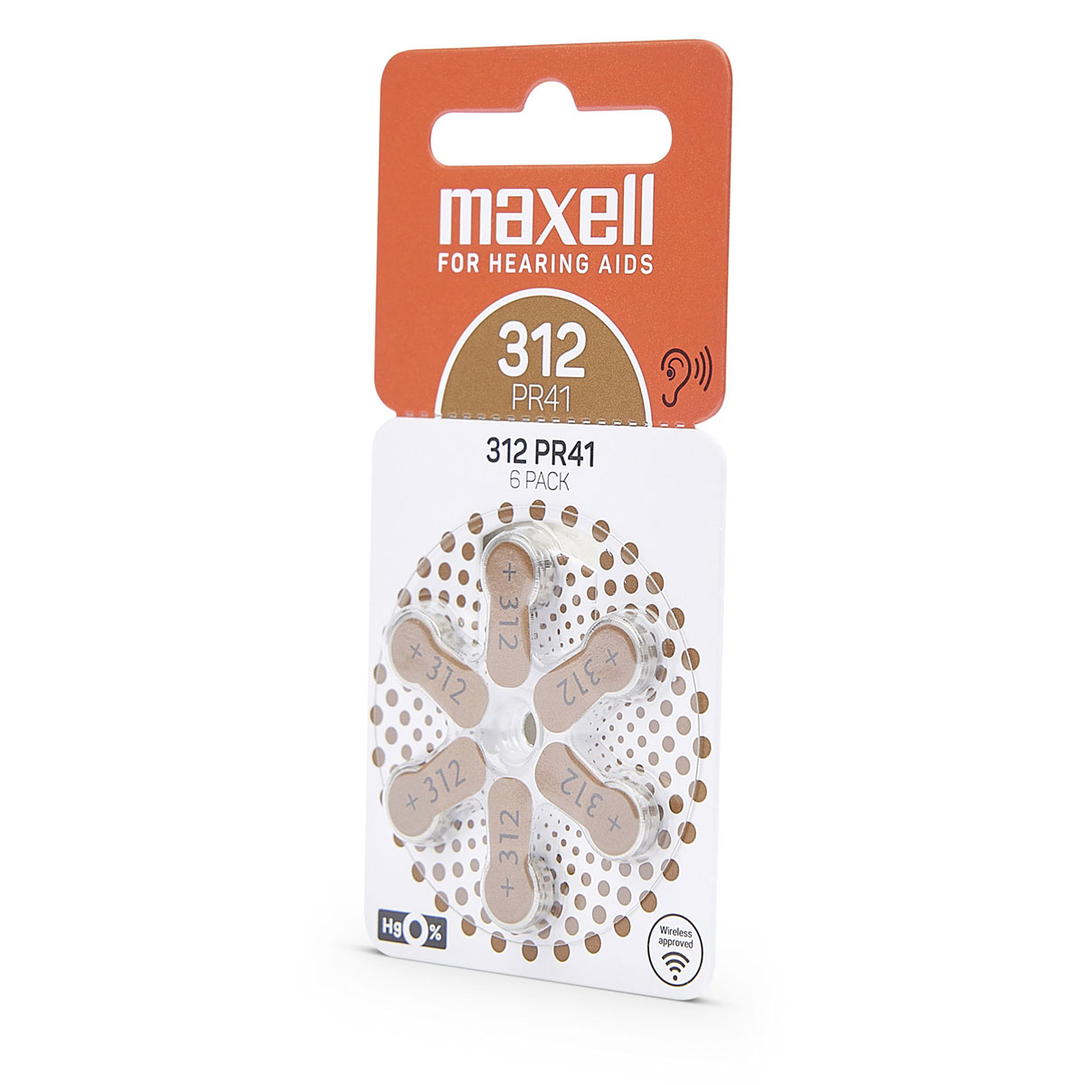 Maxell 6 piles auditives No. 312, plaquette
