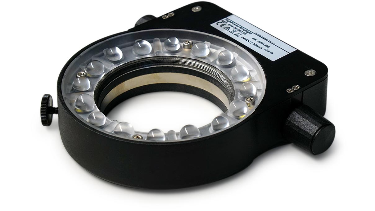 Lampe annulaire à LED haute puissance (HPRL), segmentable, 8 LED haute puissance avec optique annulaire, optique montable
pour zone proche ou lointaine
