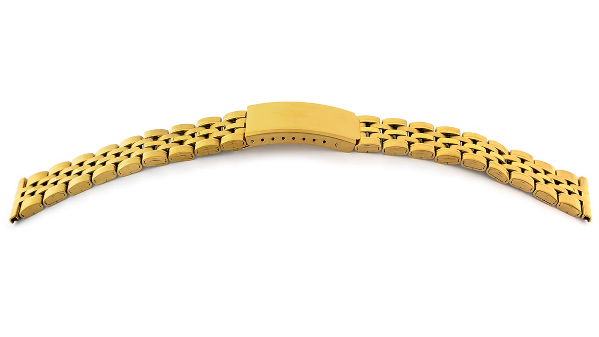 Uhrband Sport, Edelstahl, vergoldet, Breite 16 - 20 mm, Anstoß 22 mm, Länge 180 mm