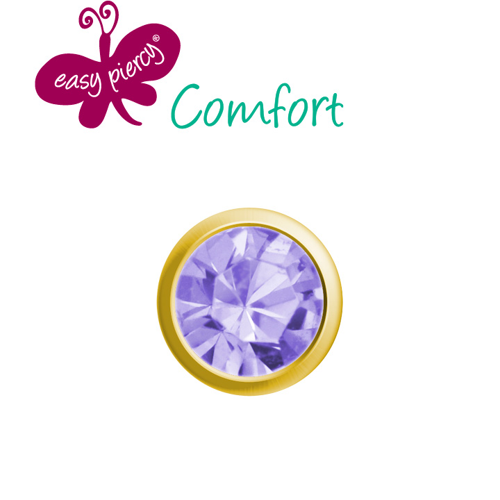 Easy Piercy Comfort 1 paire de boutons d'oreilles Ø 2,95 mm, doré, imitation aléxandrite