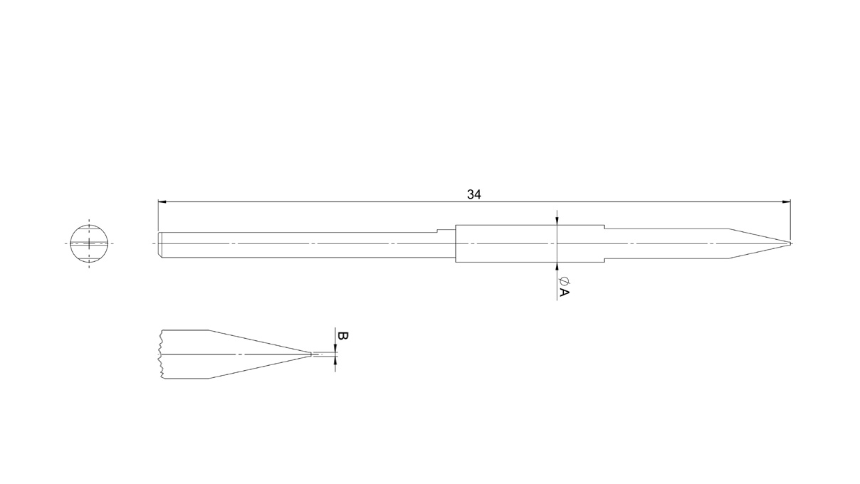 Lecureux Mèche de tournevis avec fentes d'aspiration, L 34 mm, Fente (V), Ø 1,3 mm