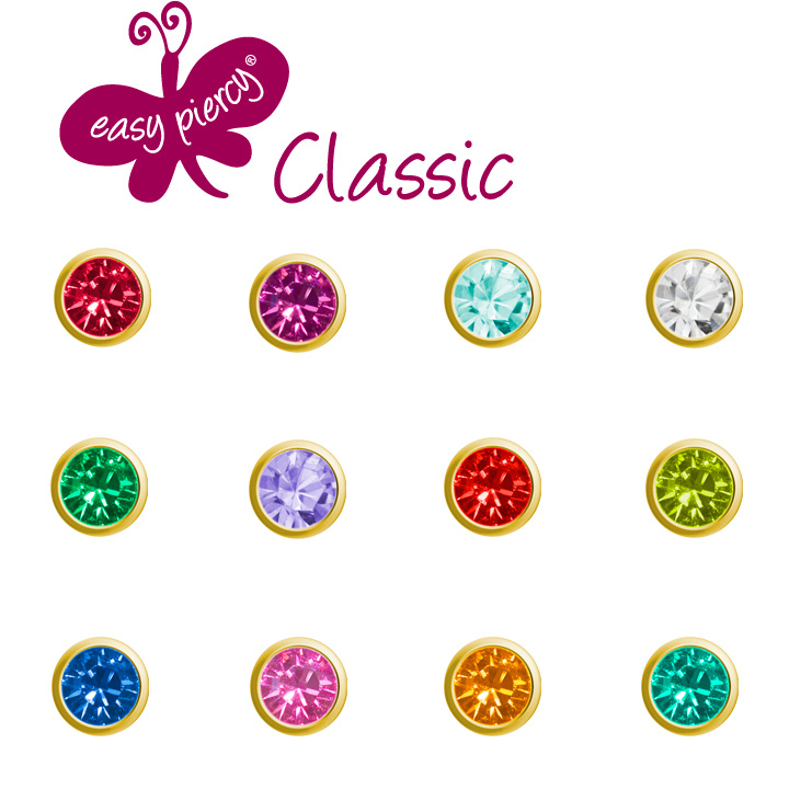 Boutons d'oreilles Easy Piercy Classic, doré, assortiment