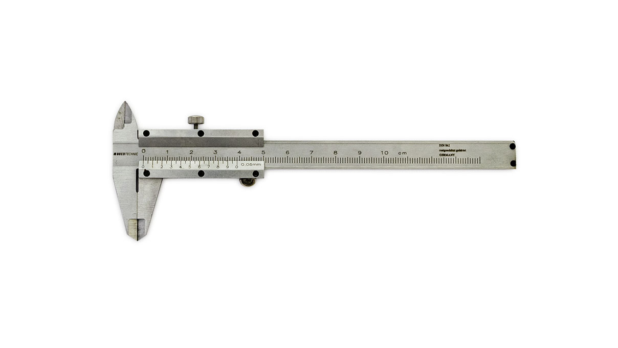 Calibre coulissant avec vis de blocage, acier inoxydable, plage de mesure 100 mm, vernier 0,05 mm