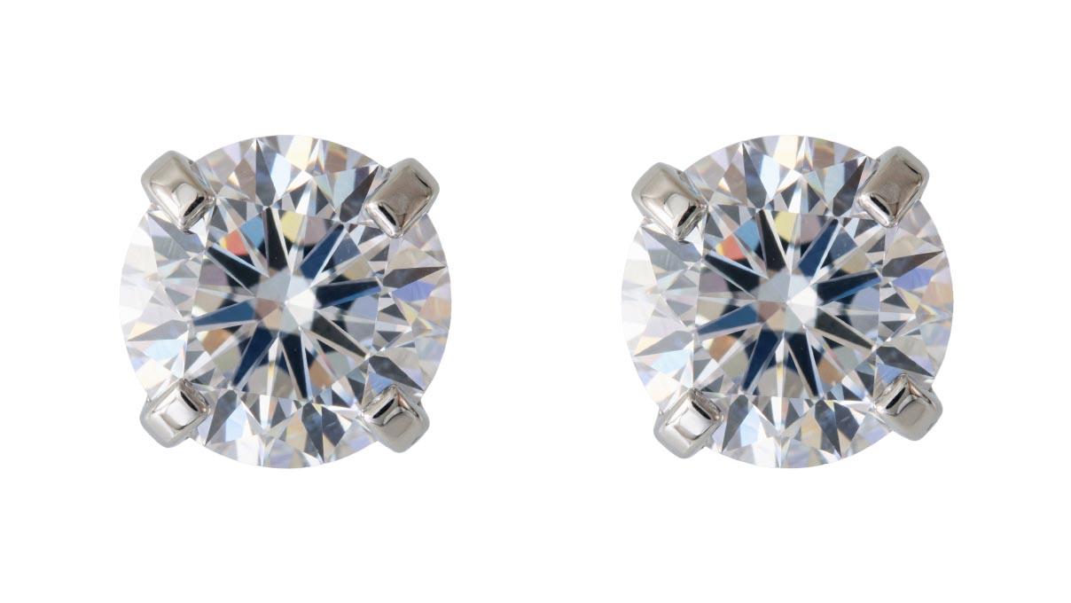 QPP puces d'oreilles A71, chaton Ø 3 mm, zircone blanche, inox blanc, 1 paire