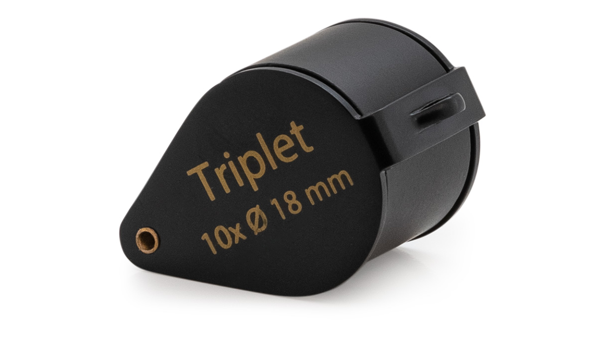 Triplet loupe pour diamants, grossissement 10x, lentille Ø 18 mm, noire