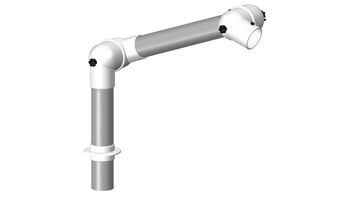 TBH Bras d'aspiration, Ø 50 mm pour montage sur table, Portée 745, 2 Articulations en polypropylène (PP)
blanc, Tube en aluminium anodisé
