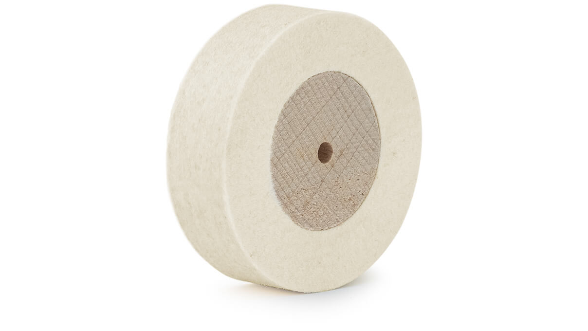 Disque en feutre, feutre de laine, blanc, avec centre en bois, Ø 70 x 20 mm, perçage Ø 5 mm