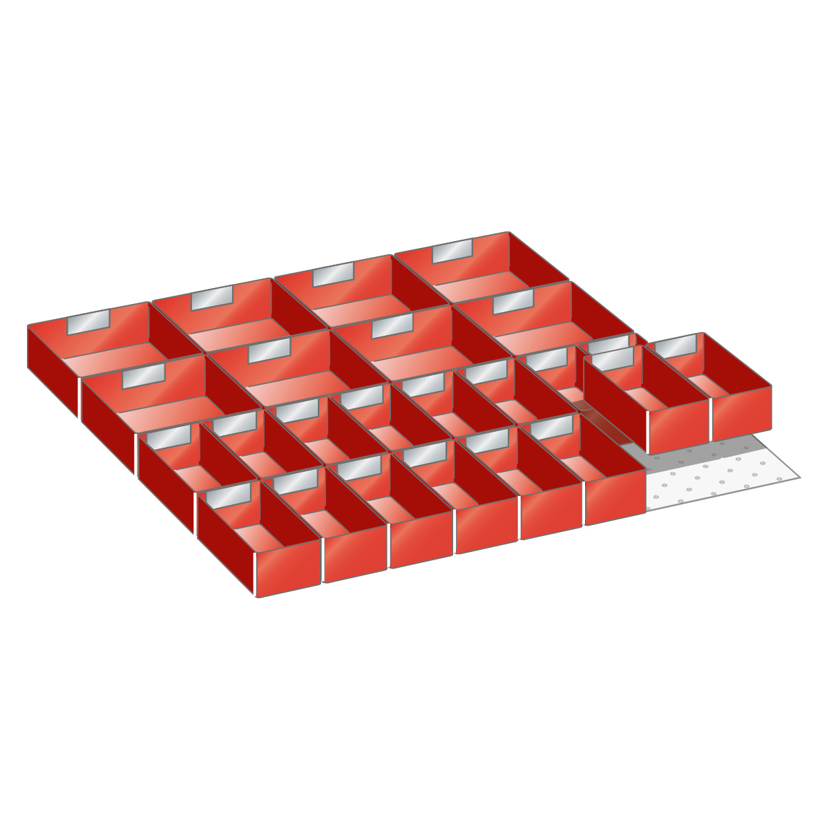 Matériel de subdivision Lista pour 36 x 36 E, 24 bacs plastiques pour 100 / 125 mm hauteur frontale