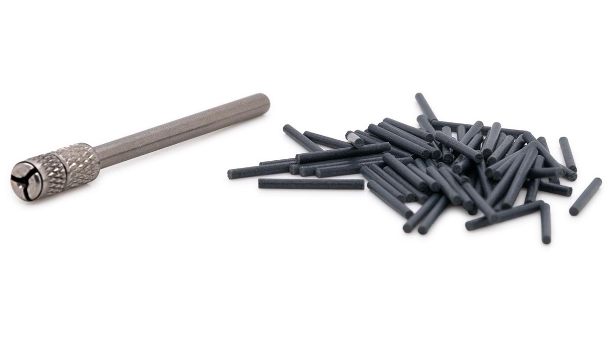Crayons de polissage Eveflex Pins, gris, Ø 1 x 10 mm, moyen, grain grossier, 100 pièces avec support
