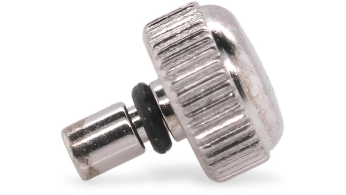 Couronne étanche, Forme japonaise, Acier inoxydable, Blanc, Tête Ø 3,5 mm, Filetage Ø 0,7 mm