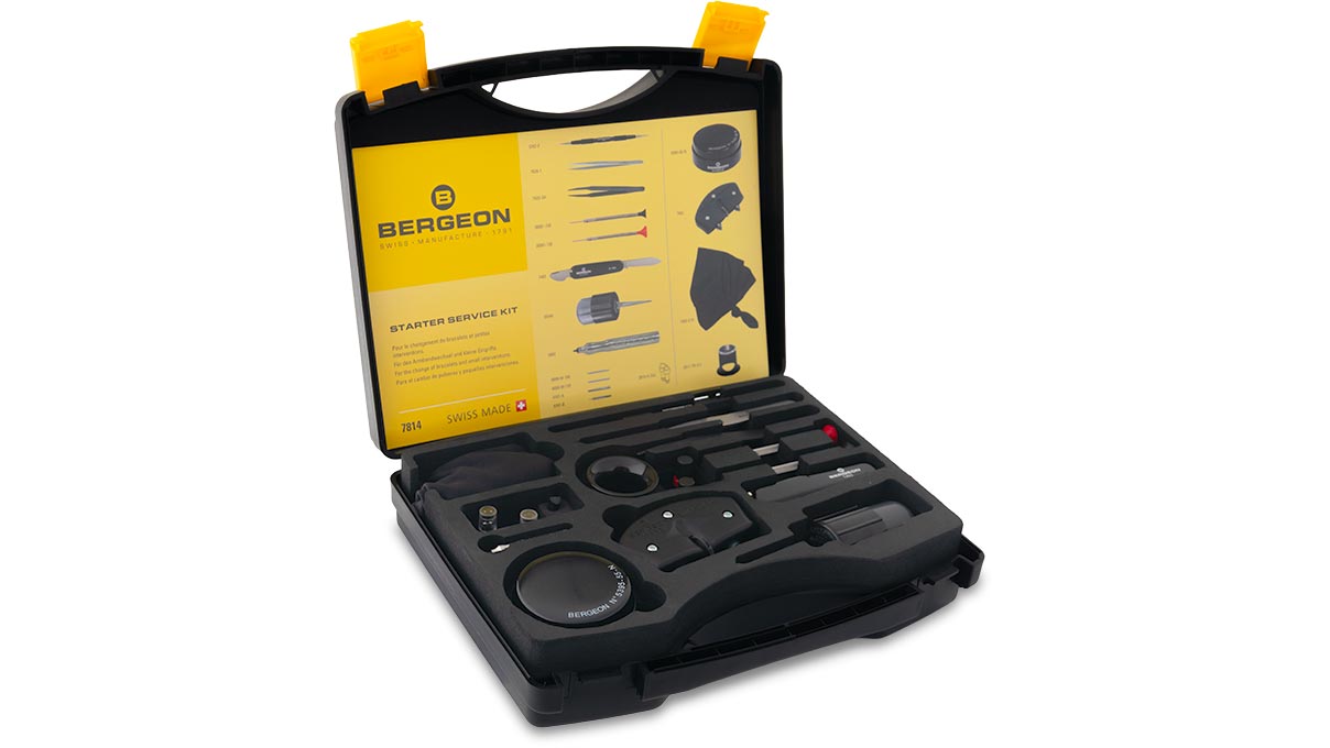Bergeon 7814 Starter Service Kit Werkzeugkoffer, 18-teilig