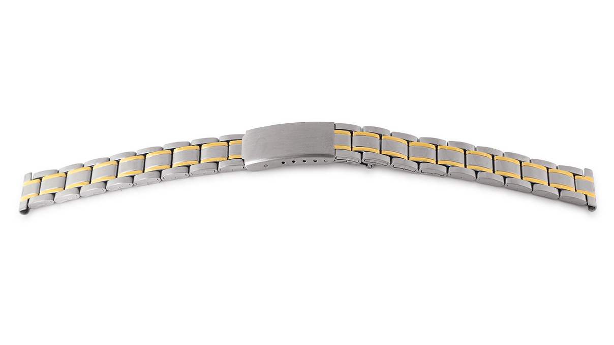 Bracelet de montre Sport, acier inoxydable, bicolor, largeur 12 mm, cornes 14 mm, longueur 170 mm