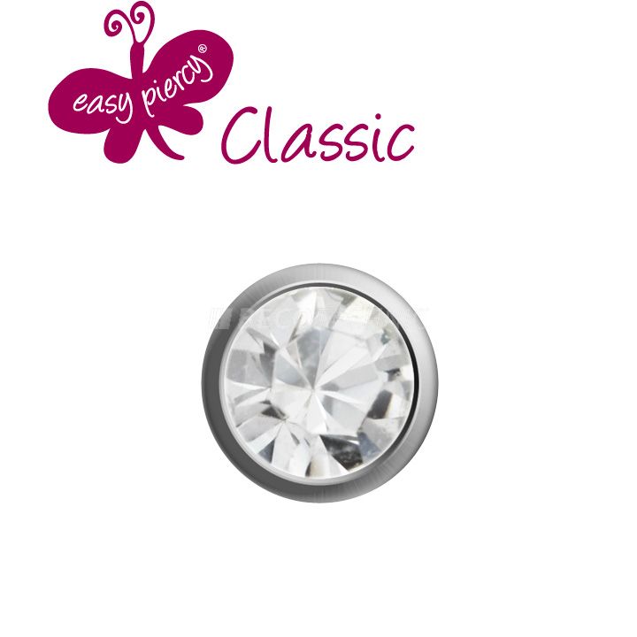 1 paires boutons d'oreilles Easy Piercy Classic, blanc, mini imitation de brillant