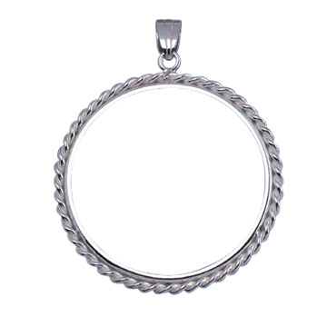 Montures de pièces avec boucle , bord moletté 925/- argent 24,2 mm