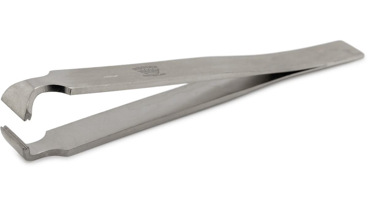 Regine Horlogery Pinzette, Form K,  Stahl vernickelt, 110 mm