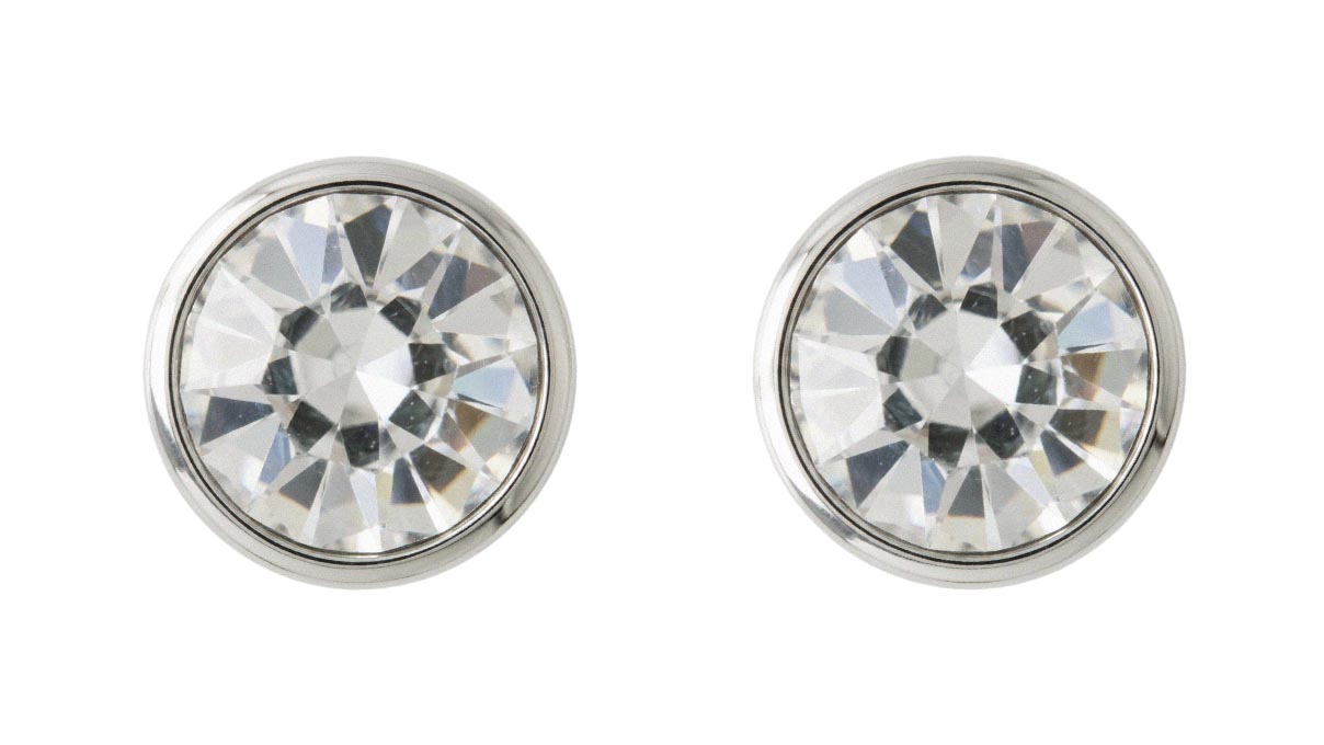 QPP puces d'oreilles A27, rond Ø 3 mm, zircone blanche, inox blanc, 1 paire