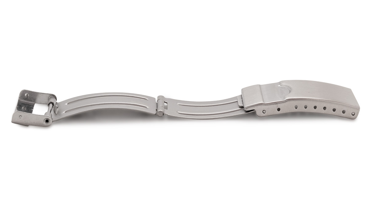Boucle déployante pour bracelet, coup/largeur: 8 mm, 14 mm, Barre de sécurité, Satinée, Silberfarben, Acier inoxydable