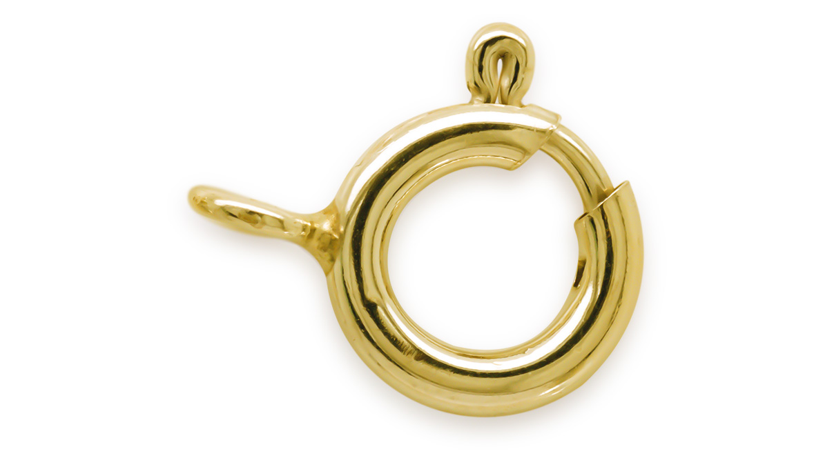Anneau ressort sans collier, 375/- Or jaune, Ø 5,5 mm, Couleur Jaune