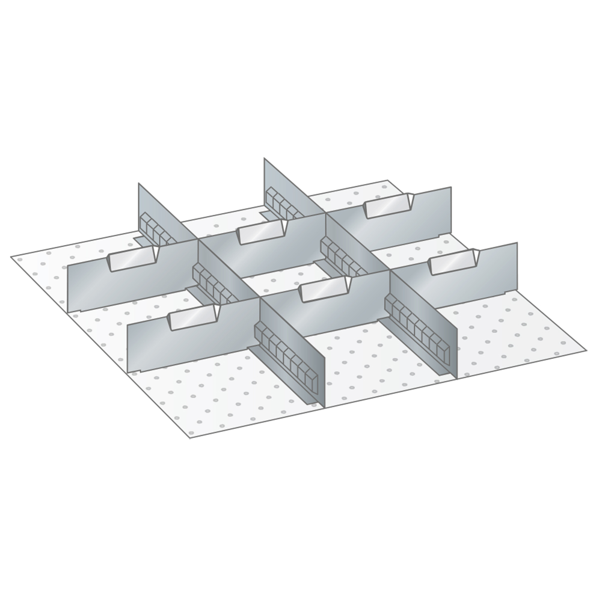 Matériel de subdivision Lista pour 27 x 27 E, 2 parois à fentes et 6 plaquettes séparatrices pour 150 mm
hauteur frontale