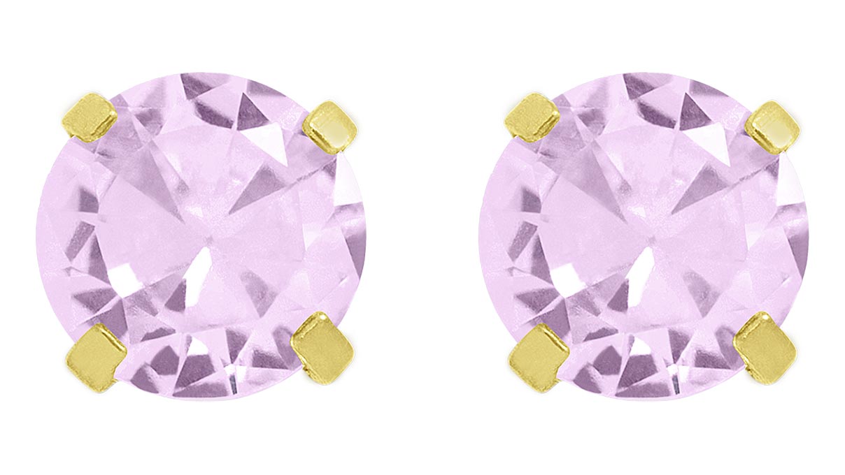 QPP Ohrstecker A74, Chaton Ø 3 mm, Zirkonia rosa, Edelstahl gelb vergoldet, 1 Paar